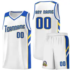 White Royal-Yellow Classic Basketball Jersey Set