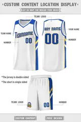 White Royal-Yellow Classic Basketball Jersey Set 2