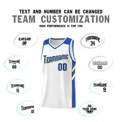 White Royal-Yellow Classic Basketball Jersey Set 4