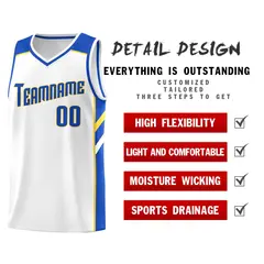 White Royal-Yellow Classic Basketball Jersey Set 5