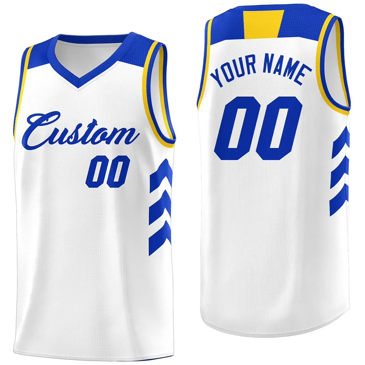 White Royal-Yellow Classic Fashion Basketball Jersey