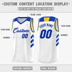 White Royal-Yellow Classic Fashion Basketball Jersey 2