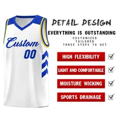 White Royal-Yellow Classic Fashion Basketball Jersey 4