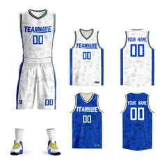White Royal-Yellow Double Side Sets Basketball Jersey