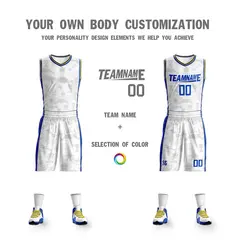 White Royal-Yellow Double Side Sets Basketball Jersey 3