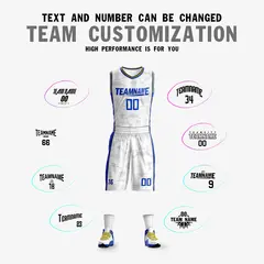White Royal-Yellow Double Side Sets Basketball Jersey 5