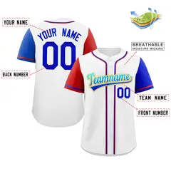White Royal-Yellow Raglan Sleeves Baseball Jersey 2