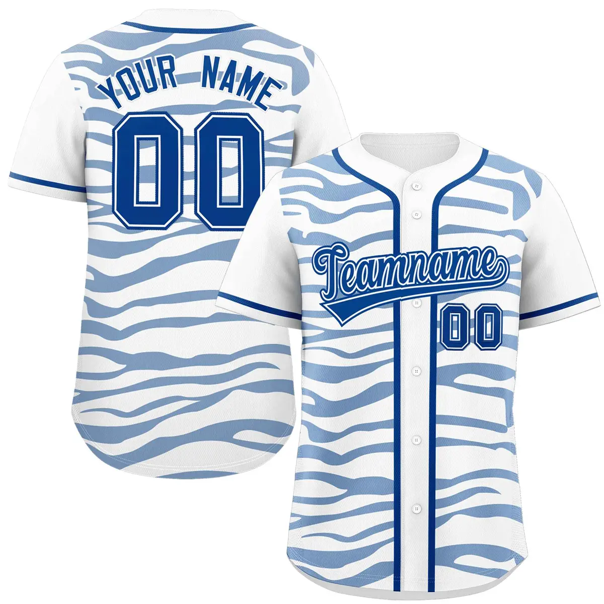 White Royal Zebra Graffiti Authentic Baseball Jersey