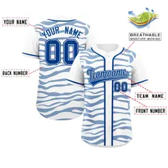 White Royal Zebra Graffiti Authentic Baseball Jersey 2