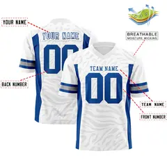 White Royal Zebra Stripes Football Jersey 2