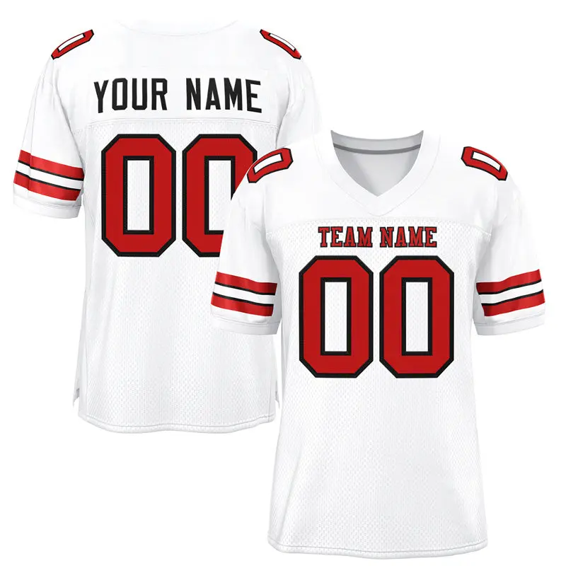 White Scarlet-Black Classic Mesh Authentic Football Jersey