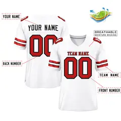 White Scarlet-Black Classic Mesh Authentic Football Jersey 2