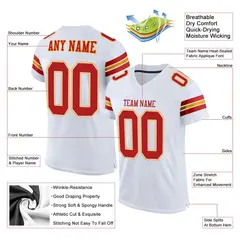 White Scarlet-Gold Classic Mesh Authentic Football Jersey 2