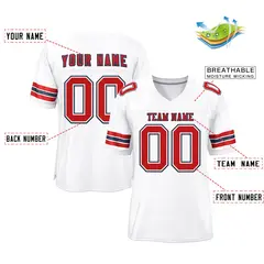 White Scarlet-Navy Classic Mesh Authentic Football Jersey 2