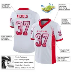 White Scarlet-Royal Drift Fashion Mesh Football Jersey 2
