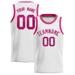 White Sequined Trim Athletic Basketball Jersey