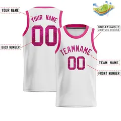 White Sequined Trim Athletic Basketball Jersey 2