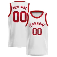 White Sequined Trim Athletic Basketball Jersey