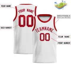 White Sequined Trim Athletic Basketball Jersey 2
