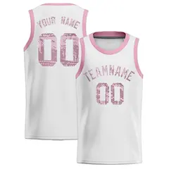 White Sequined Trim Athletic Basketball Jersey