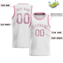 White Sequined Trim Athletic Basketball Jersey 2
