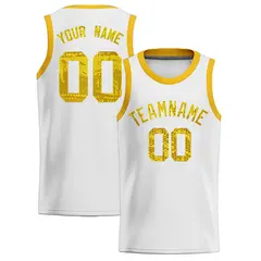 White Sequined Trim Athletic Basketball Jersey
