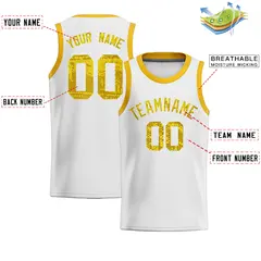White Sequined Trim Athletic Basketball Jersey 2