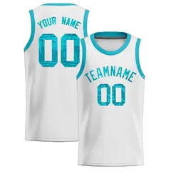 White Sequined Trim Athletic Basketball Jersey