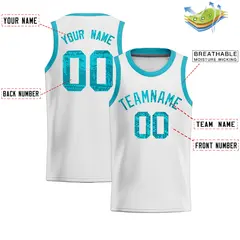 White Sequined Trim Athletic Basketball Jersey 2