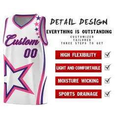 White Shoulder Stars Graffiti Pattern Basketball Jersey 2