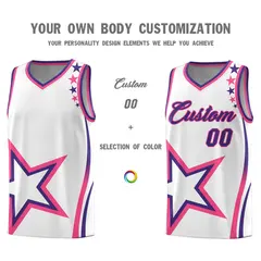 White Shoulder Stars Graffiti Pattern Basketball Jersey 3