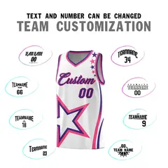 White Shoulder Stars Graffiti Pattern Basketball Jersey 4