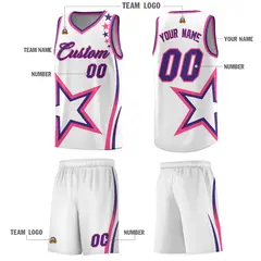 White Shoulder Stars Graffiti Pattern Basketball Jersey 5
