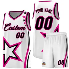 White Shoulder Stars Graffiti Pattern Basketball Jersey