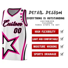 White Shoulder Stars Graffiti Pattern Basketball Jersey 2