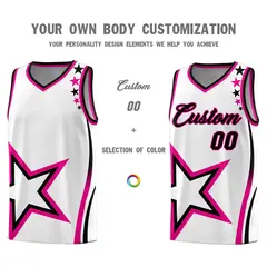 White Shoulder Stars Graffiti Pattern Basketball Jersey 3