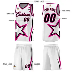White Shoulder Stars Graffiti Pattern Basketball Jersey 5