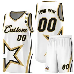 White Shoulder Stars Graffiti Pattern Basketball Jersey