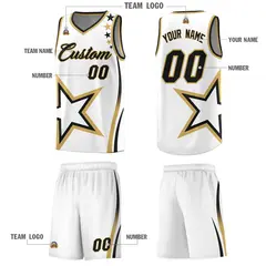White Shoulder Stars Graffiti Pattern Basketball Jersey 5
