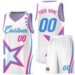 White Shoulder Stars Graffiti Pattern Basketball Jersey