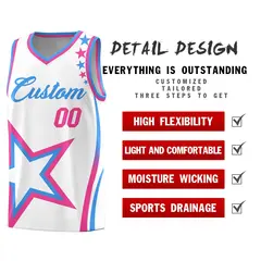 White Shoulder Stars Graffiti Pattern Basketball Jersey 2