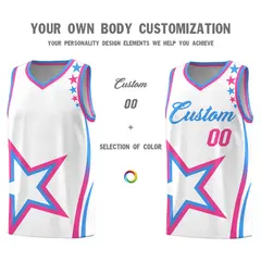White Shoulder Stars Graffiti Pattern Basketball Jersey 3