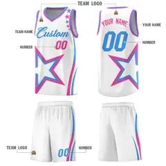 White Shoulder Stars Graffiti Pattern Basketball Jersey 5