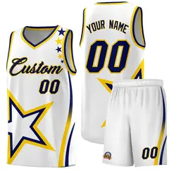 White Shoulder Stars Graffiti Pattern Basketball Jersey