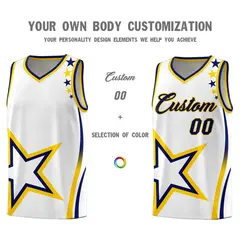 White Shoulder Stars Graffiti Pattern Basketball Jersey 3
