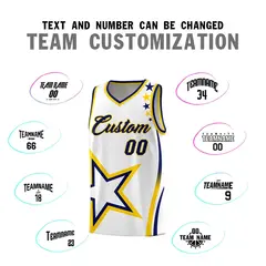 White Shoulder Stars Graffiti Pattern Basketball Jersey 4