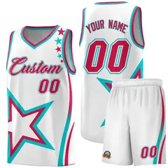White Shoulder Stars Graffiti Pattern Basketball Jersey 1