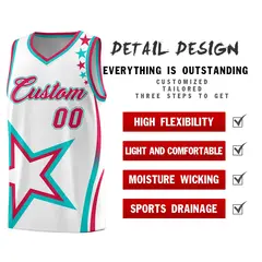 White Shoulder Stars Graffiti Pattern Basketball Jersey 2