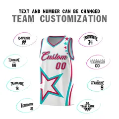 White Shoulder Stars Graffiti Pattern Basketball Jersey 4