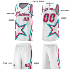White Shoulder Stars Graffiti Pattern Basketball Jersey 5